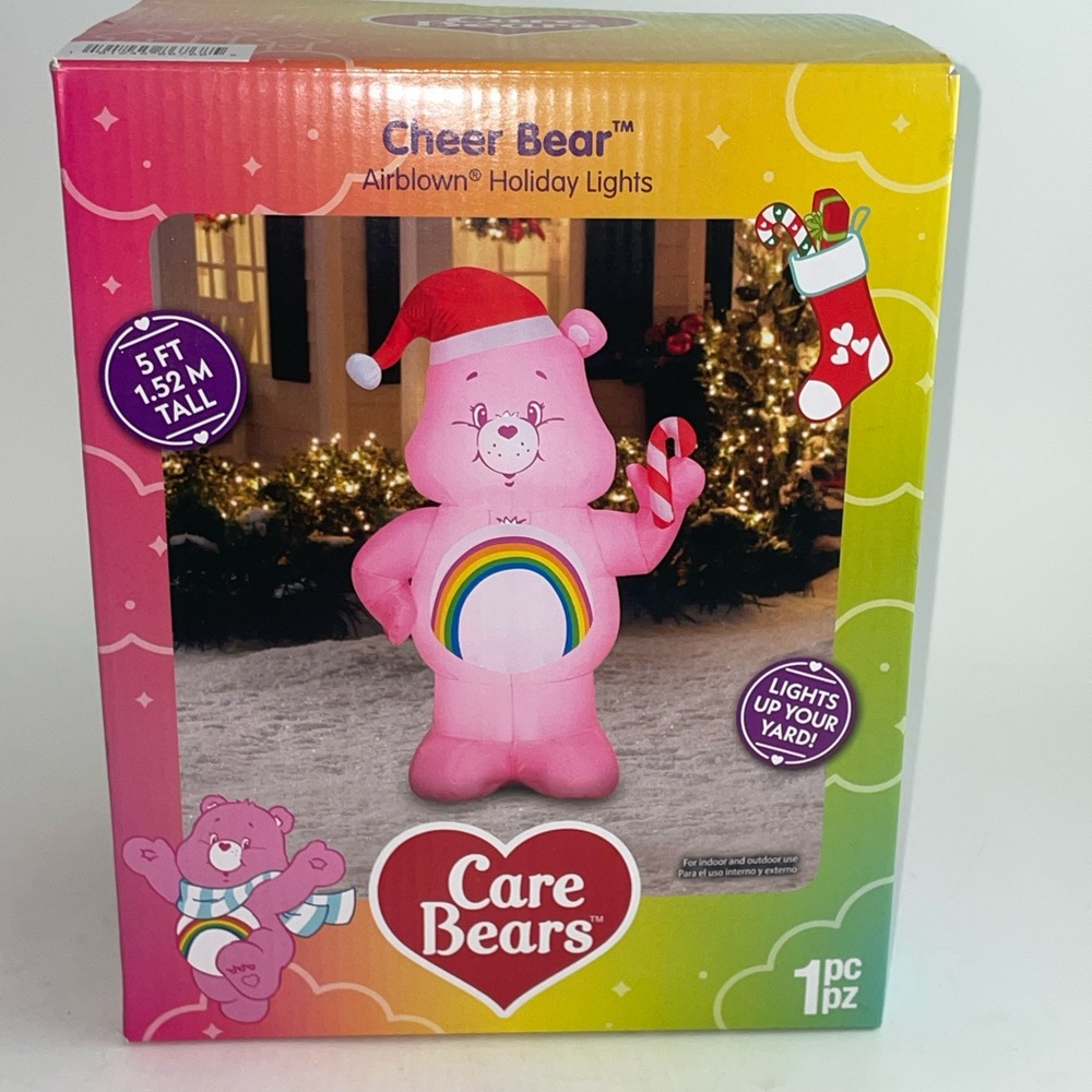Gemmy Care Bears Cheer Bear Pink Holiday christms Inflatable-New 5 ft